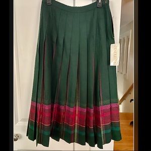 NWT! Pendleton Wool Skirt pleated Tartan size12 Green,Red,Pink